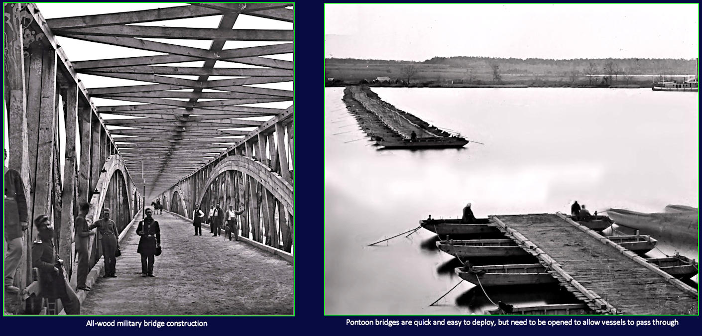 Beams and pontoons, Civil War